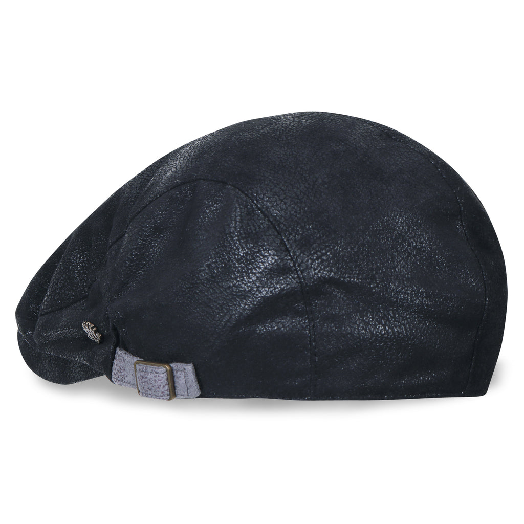 ililily Large Size Faux Leather Gatsby Newsboy Hat Cabbie Hunting Flat Cap