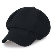 ililily 8-Panel Solid Color Newsboy Cabbie Cap Duck Bill Flat Hunting Hat