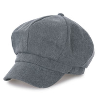 ililily 8-Panel Solid Color Newsboy Cabbie Cap Duck Bill Flat Hunting Hat