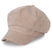 ililily 8-Panel Solid Color Newsboy Cabbie Cap Duck Bill Flat Hunting Hat