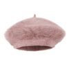 ililily Solid Color Angora French Beret Furry Artist Flat Winter Hat