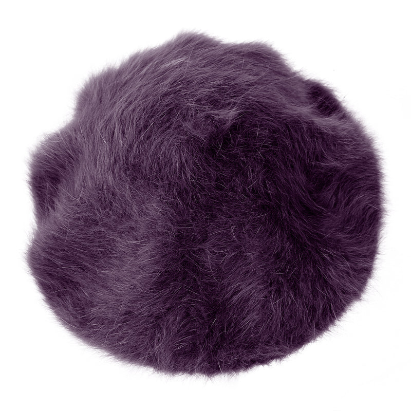 ililily Solid Color Angora French Beret Furry Artist Flat Winter Hat