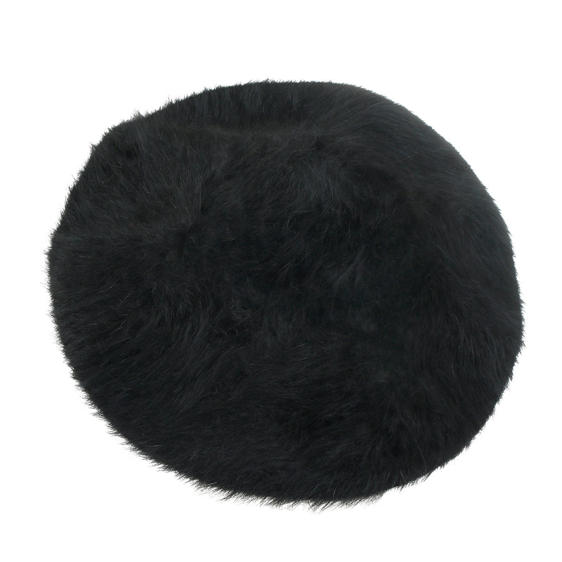 ililily Solid Color Angora French Beret Furry Artist Flat Winter Hat