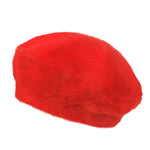 ililily Solid Color Angora French Beret Furry Artist Flat Winter Hat