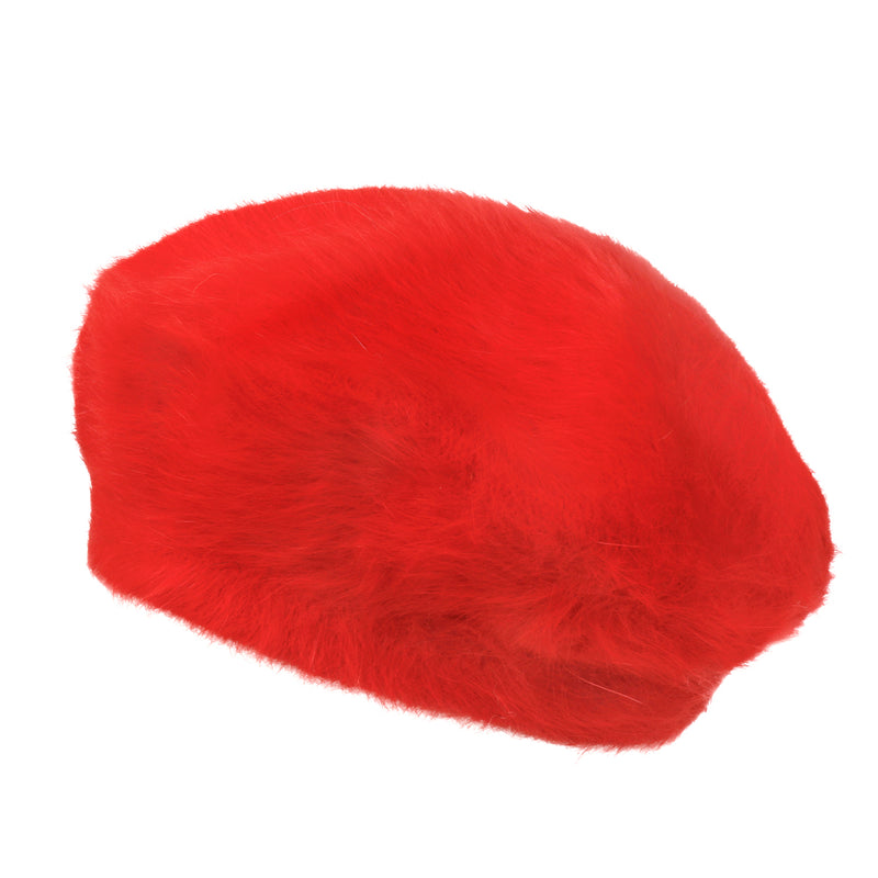 ililily Solid Color Angora French Beret Furry Artist Flat Winter Hat