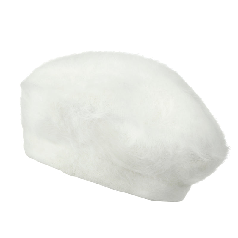 ililily Solid Color Angora French Beret Furry Artist Flat Winter Hat