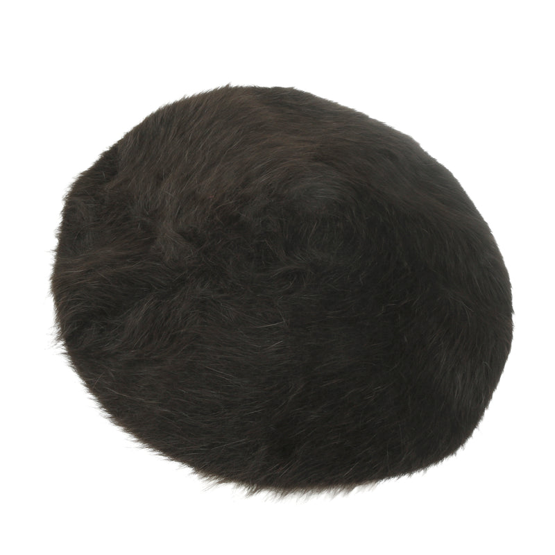 ililily Solid Color Angora French Beret Furry Artist Flat Winter Hat