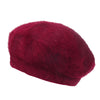 ililily Solid Color Angora French Beret Furry Artist Flat Winter Hat