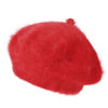 ililily Solid Color Angora French Beret Furry Artist Flat Winter Hat