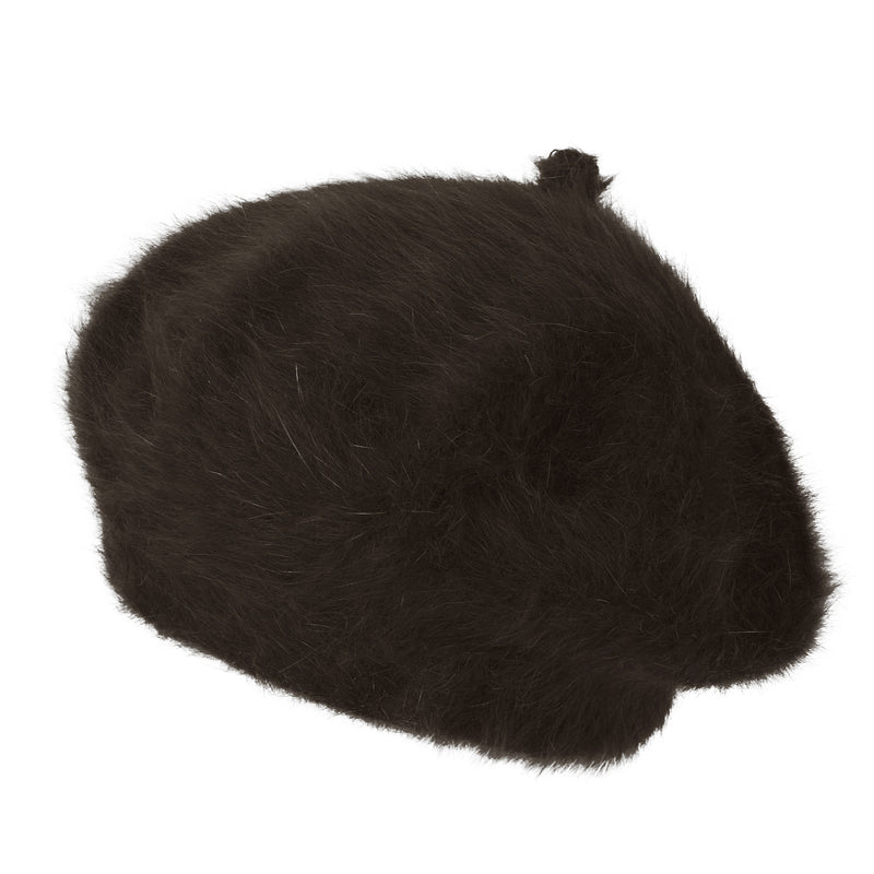 ililily Solid Color Angora French Beret Furry Artist Flat Winter Hat