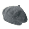 ililily Solid Color Angora French Beret Furry Artist Flat Winter Hat