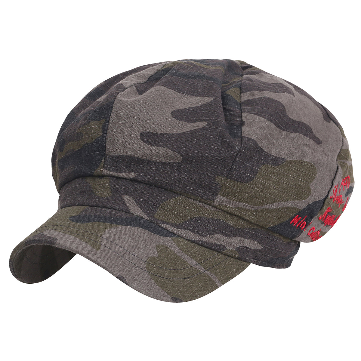 ililily 8-Panel Camouflage Cotton Newsboy Cabbie Cap Duck Bill Flat Hunting Hat