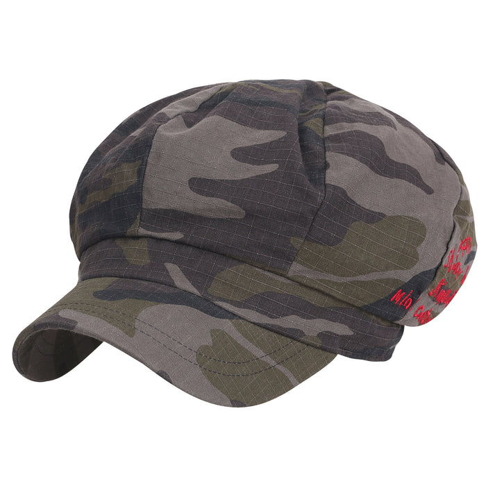 ililily 8-Panel Camouflage Cotton Newsboy Cabbie Cap Duck Bill Flat Hunting Hat