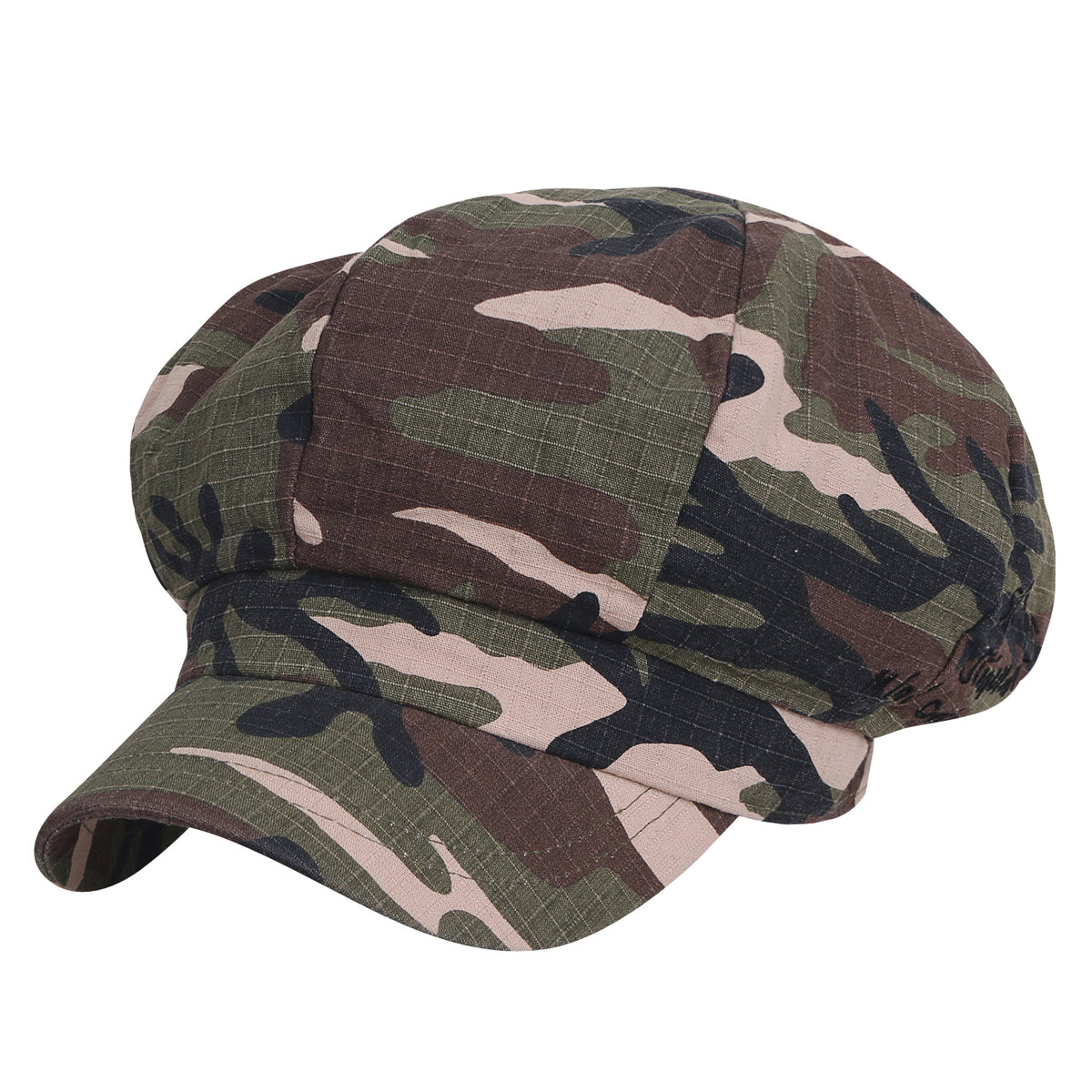 ililily 8-Panel Camouflage Cotton Newsboy Cabbie Cap Duck Bill Flat Hunting Hat