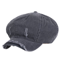 ililily 8-Panel Vintage Distressed Cotton Newsboy Cabbie Flat Hunting Hat