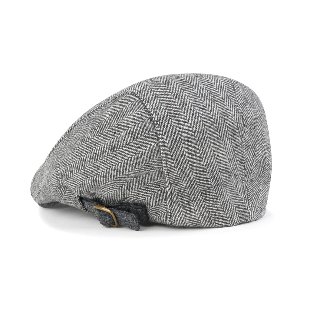 ililily Wool-Blended Herringbone Pattern Newsboy Hat Cabbie Hunting Flat Cap