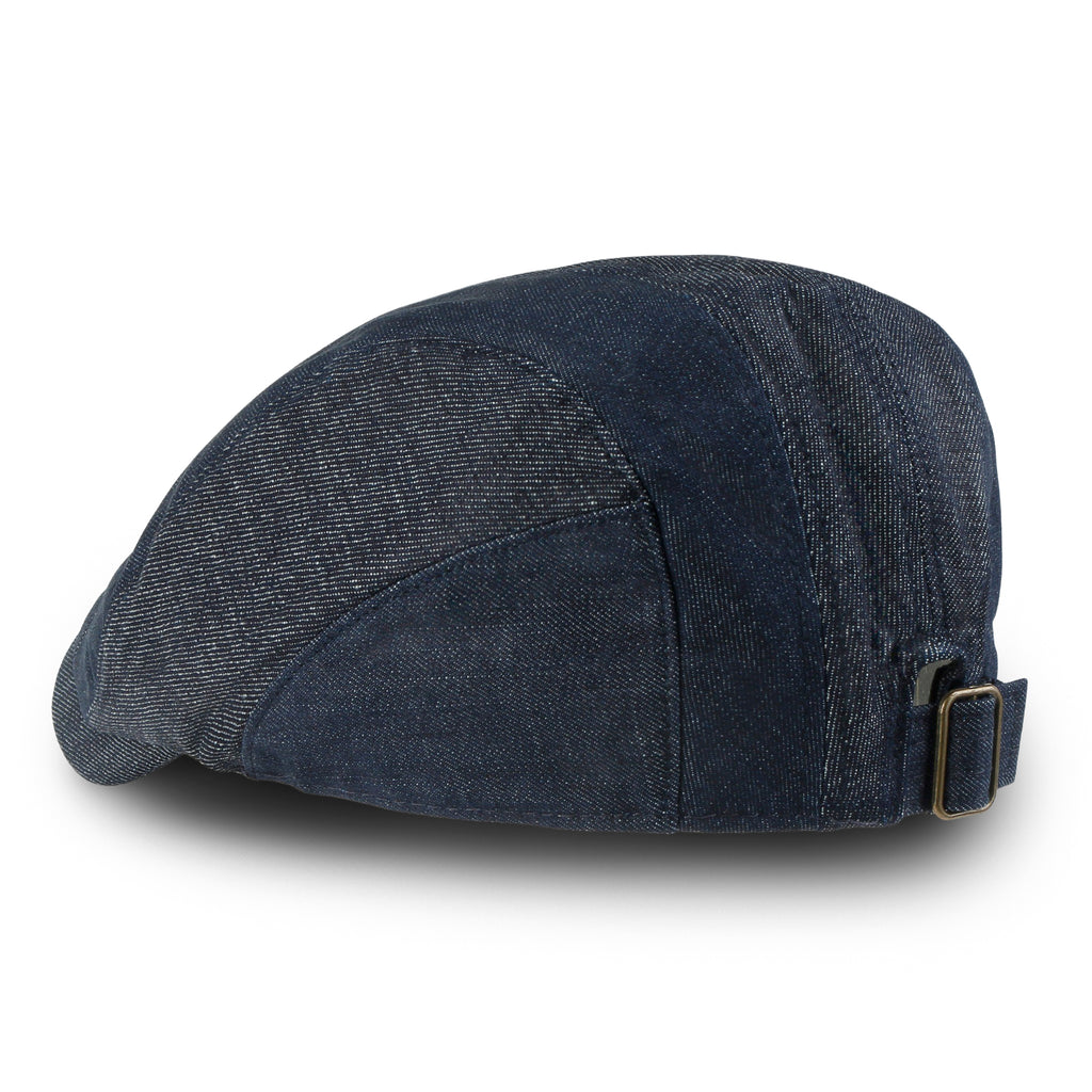 ililily Cotton Denim Paneled Gatsby Newsboy Hat Classic Cabbie Hunting Flat Cap