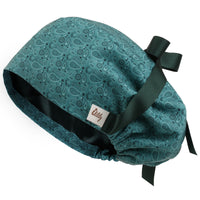ililily Satin Lined Cute Scrub Cap with Ponytail Ribbon