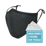 ililily Black Cotton Washable Nose Wired Face Mask Filter Pocket Wide Cover With Filter