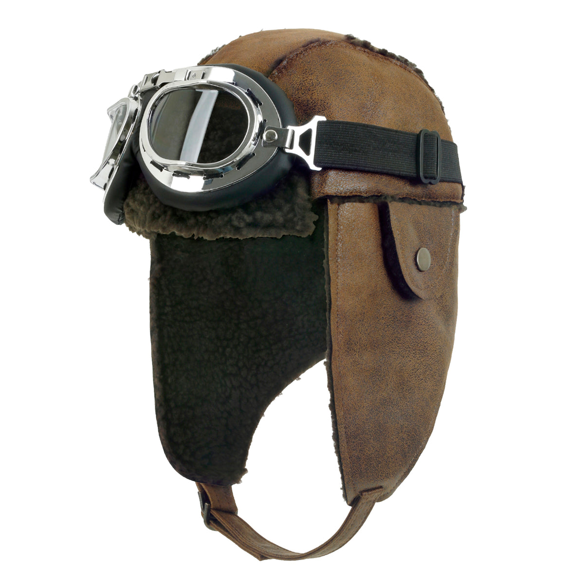 ililily Aviator Hat Winter Snowboard Fur Ear Flaps Trooper Trapper Pilot Goggles Silver Goggle / Olive Green