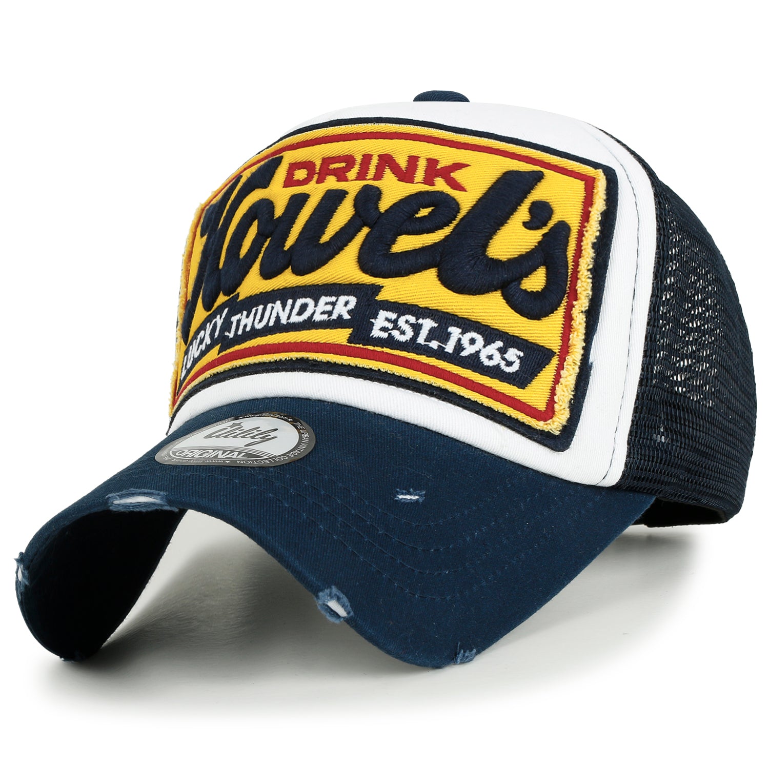 ililily Howels Distressed Vintage Embroidery Baseball Cap