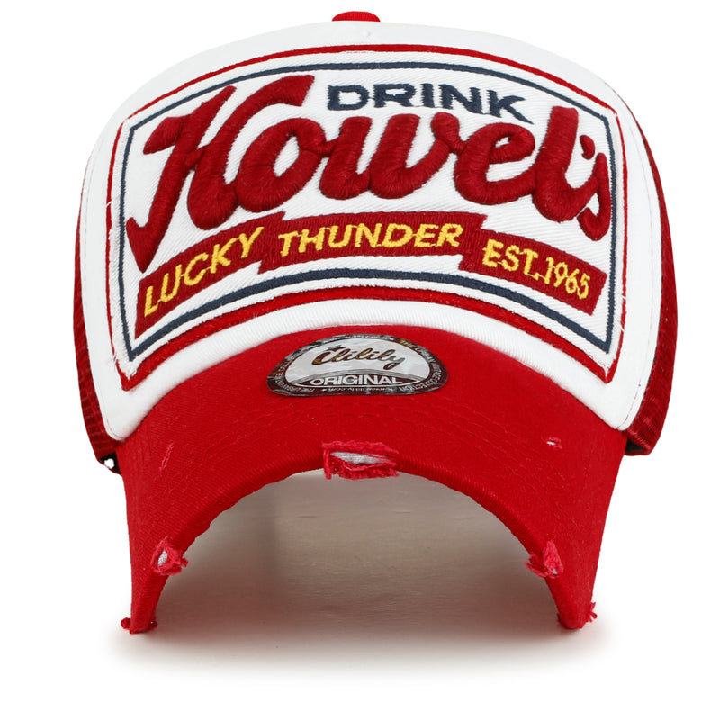ililily Howels Distressed Vintage Embroidery Baseball Cap Snapback Trucker Hat
