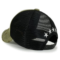 ililily Star Embroidery Black White Trucker Hat Cotton Baseball Cap
