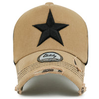 ililily Star Embroidery Black White Trucker Hat Cotton Baseball Cap