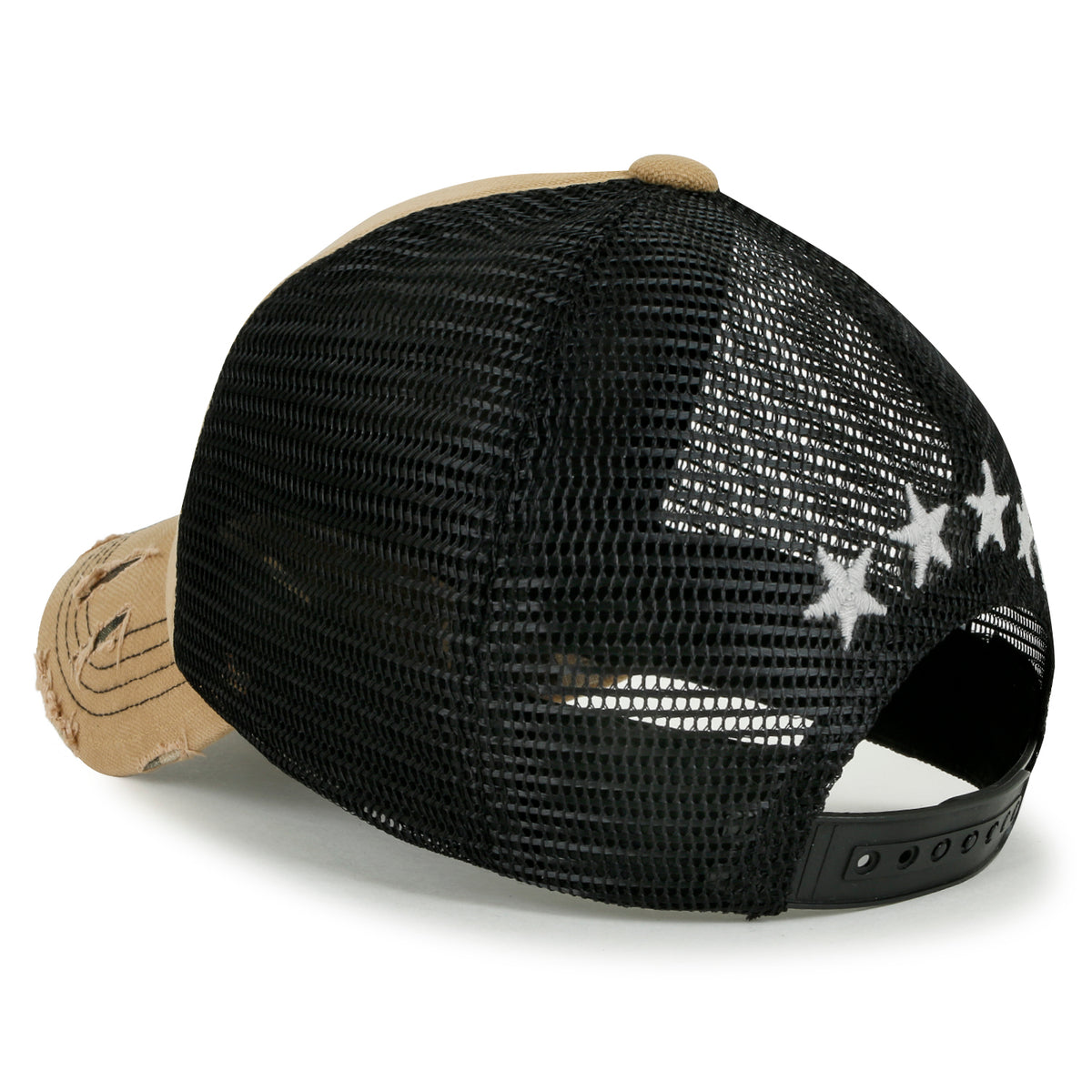 ililily Star Embroidery Black White Trucker Hat Cotton Baseball Cap