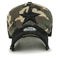 ililily Star Embroidery Black White Trucker Hat Cotton Baseball Cap