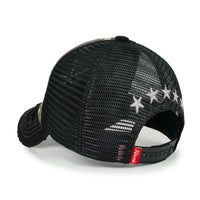 ililily Star Embroidery Black White Trucker Hat Cotton Baseball Cap