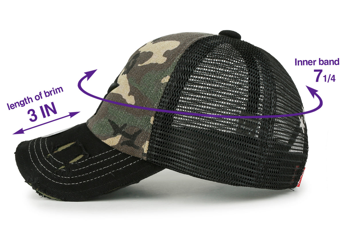 ililily Star Embroidery Black White Trucker Hat Cotton Baseball Cap