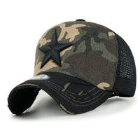 ililily Star Embroidery Black White Trucker Hat Cotton Baseball Cap