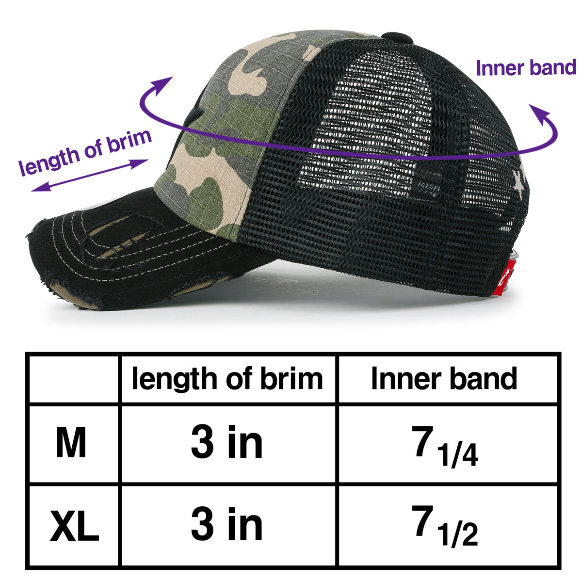 ililily Star Embroidery Black White Trucker Hat Cotton Baseball Cap
