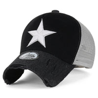 ililily Star Embroidery Black White Trucker Hat Cotton Baseball Cap