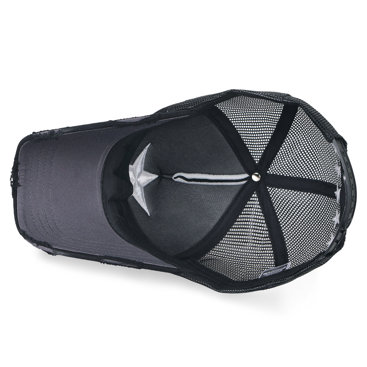 ililily Star Embroidery Black White Trucker Hat Cotton Baseball Cap