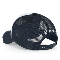 ililily Star Embroidery Black White Trucker Hat Cotton Baseball Cap