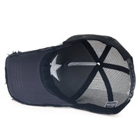 ililily Star Embroidery Black White Trucker Hat Cotton Baseball Cap