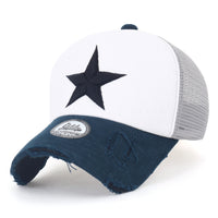 ililily Star Embroidery Black White Trucker Hat Cotton Baseball Cap