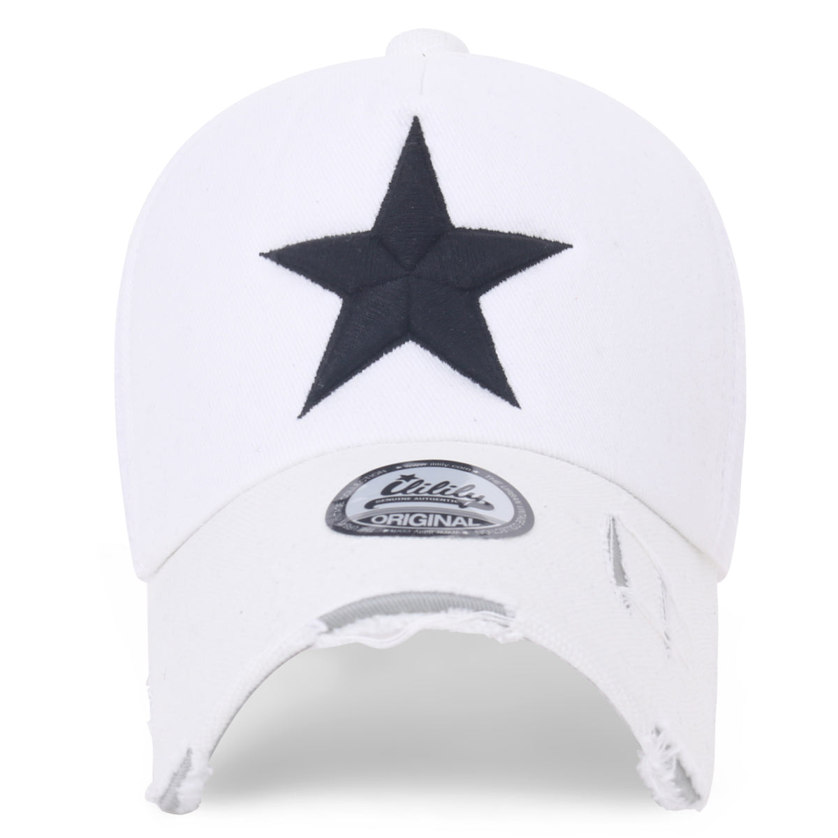 ililily Star Embroidery Black White Trucker Hat Cotton Baseball Cap