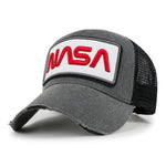 ililily PREMIUM NASA Worm Logo Embroidery Structured Baseball Cap Mesh Back Trucker Hat M / XL