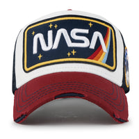 ililily PREMIUM NASA Worm Logo Embroidery Structured Baseball Cap Mesh Back Trucker Hat M / XL