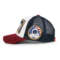 ililily PREMIUM NASA Worm Logo Embroidery Structured Baseball Cap Mesh Back Trucker Hat M / XL