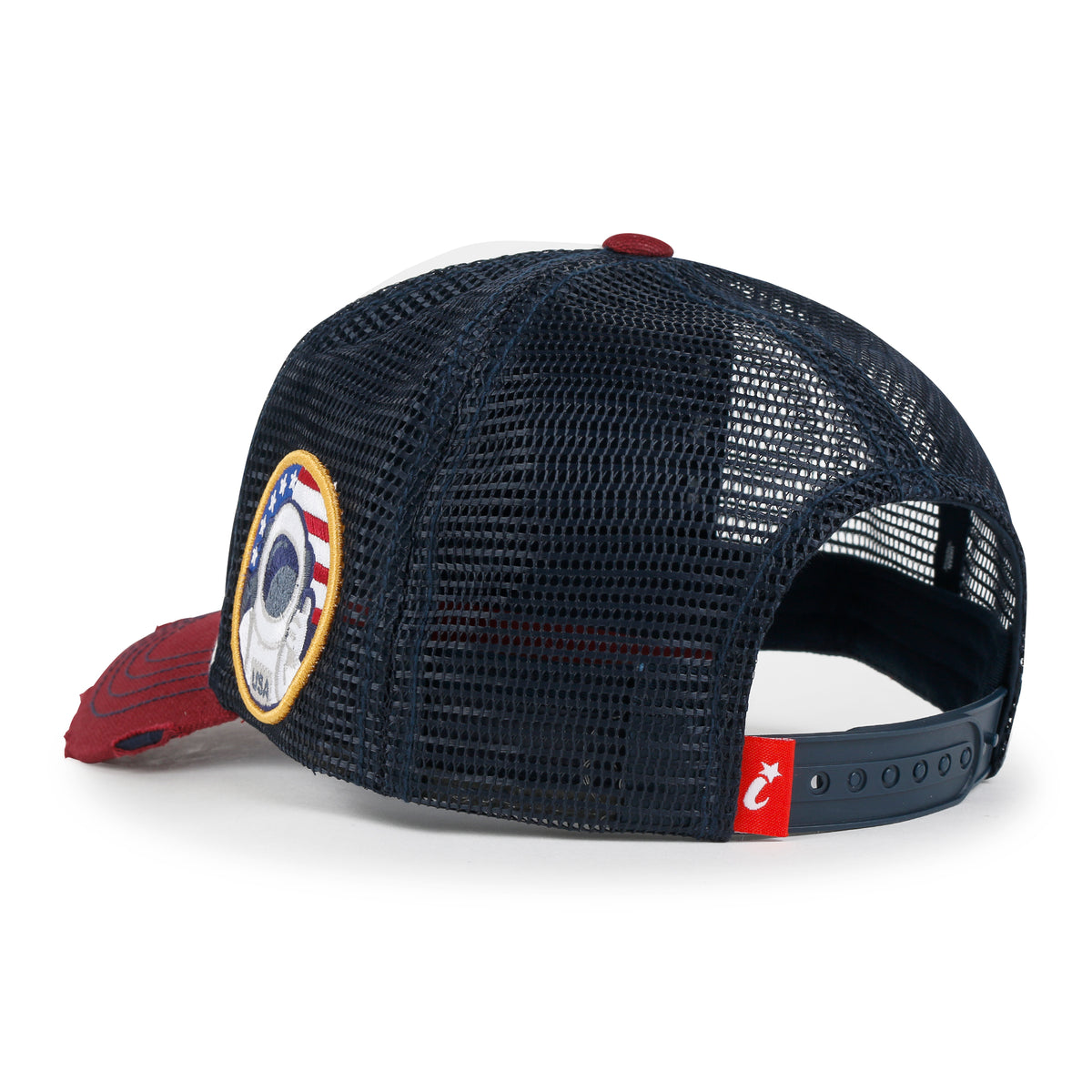ililily PREMIUM NASA Worm Logo Embroidery Structured Baseball Cap Mesh Back Trucker Hat M / XL