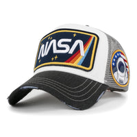 ililily PREMIUM NASA Worm Logo Embroidery Structured Baseball Cap Mesh Back Trucker Hat M / XL