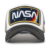 ililily PREMIUM NASA Worm Logo Embroidery Structured Baseball Cap Mesh Back Trucker Hat M / XL