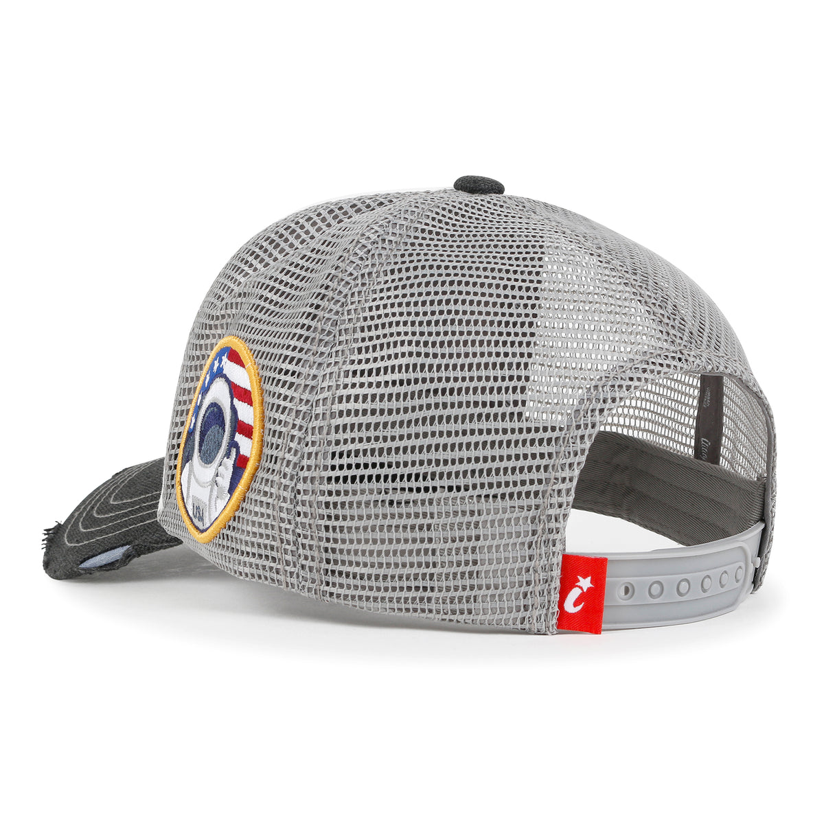 ililily PREMIUM NASA Worm Logo Embroidery Structured Baseball Cap Mesh Back Trucker Hat M / XL