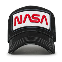 ililily PREMIUM NASA Worm Logo Embroidery Structured Baseball Cap Mesh Back Trucker Hat M / XL