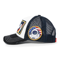 ililily PREMIUM NASA Worm Logo Embroidery Structured Baseball Cap Mesh Back Trucker Hat M / XL