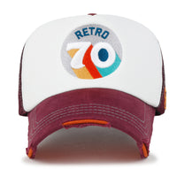 ililily Retro Embroidery Baseball Cap Vintage Distressed Cotton Trucker Hat